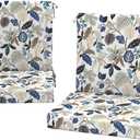 2 x DYTXIII Outdoor Midback Chair Cushions Set of 2-20"x17" Water Repellent & Fade-Resistant Patio Seat Cushions with High-Resiliency Foam, Non-Slip Ties for Dining, Balcony Furniture-Leaves Beige