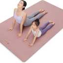 Keep Extra Large Yoga Mat with Strap, 75" x 47" x 0.28" - Extra Wide Thickened Exercise Mat for Women and Men Exercise, Fitness Mat for Home Workout, Yoga, Pilates (Pink)