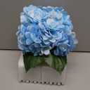 Hollyone Hydrangea Artificial Flowers with Vase Blue Silk Fake Flowers Arrangements in Glass Vase with Faux Water Faux Floral Bulk Bouquet for Home Decor Bathroom Table Centerpiece Shelf Decorations
