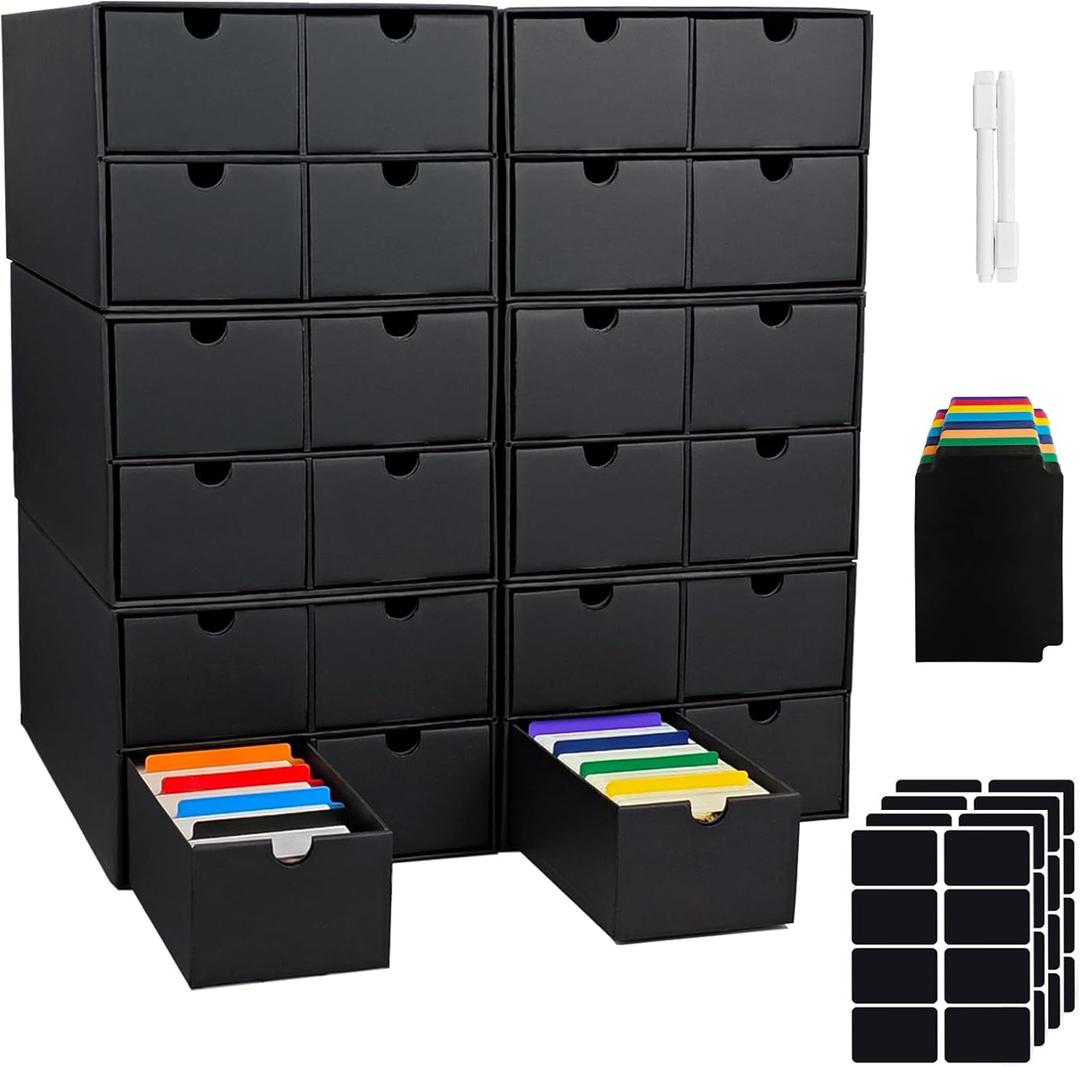 6 Sets Trading Card Storage Boxes, Includes 24-750 CT Boxes & 96 Dividers, 18000+ Trading Cards Organizer for Collectible Card Games, Sports Cards, TCG, with Labels & Pen