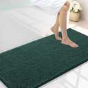 smiry Luxury Chenille Bath Rug, Extra Soft and Absorbent Shaggy Bathroom Mat Rugs, Machine Washable, Non-Slip Plush Carpet Runner for Tub, Shower, and Bath Room (47''x24'', Green)