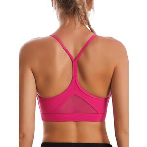 RUNNING GIRL Y-Back Sports Bras for Women, Medium Impact Wirefree Padded Bra Workout Crop Top Longline Sports Bra Push up (Pink, XXL)