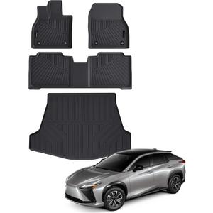 AUXKO- All Weather Floor Mat & Cargo Mat Fit for Lexus RZ (Include 300e & 450e) 2023 2024 2025 TPE Rubber Liners RZ Accessories All Season Guard Odorless Anti-Slip Liner Black