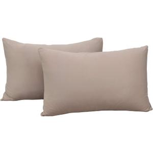 2-Pack Stretch Pillow Cases - Jersey Knit & Ultra Soft Envelope Closure Pillowcases T-Shirt Like Microfiber Blend - Suitable for Queen or Standard Size Set of 2, Taupe