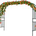 Square Tube Garden Arch Trellis, 10.5FT x 8.2FT Metal Arbor, Outdoor Trellis for Climbing Plants, Black