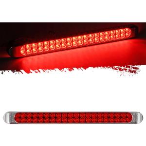 Partsam 17 Inch 40 LED Red Trailer Light Bar Waterproof Sealed 17" Utility Trailer Truck RV Pickup Led Stop Tail Third 3rd Brake Marker Clearance Identification Light Bar w/Chrome Bezel DOT Compliant