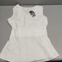 Blooming Jelly Womens Business Casual Tank Tops V Neck Pleated Peplum Sleeveless Dressy Blouse Summer Trendy Work Shirt, Small, White