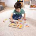 Melissa & Doug Musical Instruments Sound Puzzle - Wooden Peg Puzzle with Light-Activated Sound Effects (8 pcs) Wooden Peg Baby Music Learning Toys, for Toddlers and Preschoolers Ages 2+