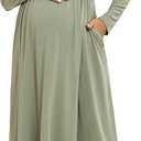 AISWI 2025 Women's Maternity Maxi Dress Long Sleeve Wrap V Neck Pregnancy Dresses with Pockets and Shorts Baby Shower Photoshoot Formal, Small