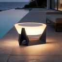 Large Solar Lantern, 3000K Outdoor Floor Lamp, Solar Outdoor Lights Waterproof, Dusk to Dawn Floor Lamps for Porch, Round Garden Floor Lanterns, Metal LED Patio Light for Yard Deck Pool Outside