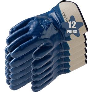 12 Pairs Nitrile Coated Safety Work Gloves, Fuel Gloves for Oil Hauler Blue Chemical & Water Resistant Gloves (Blue)