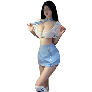 SINMIUANIME Sexy Flight Attendant Stewardess Costume for Women Racer Costumes Halloween Cosplay Lingerie Party Outfit Size XS