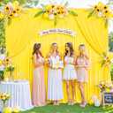 10ft x 10ft Yellow Backdrop Curtain for Parties Yellow Wrinkle Free Backdrop Drapes Panels for Birthday Party Baby Shower Wedding Photo Photography Polyester Fabric Background Decoration
