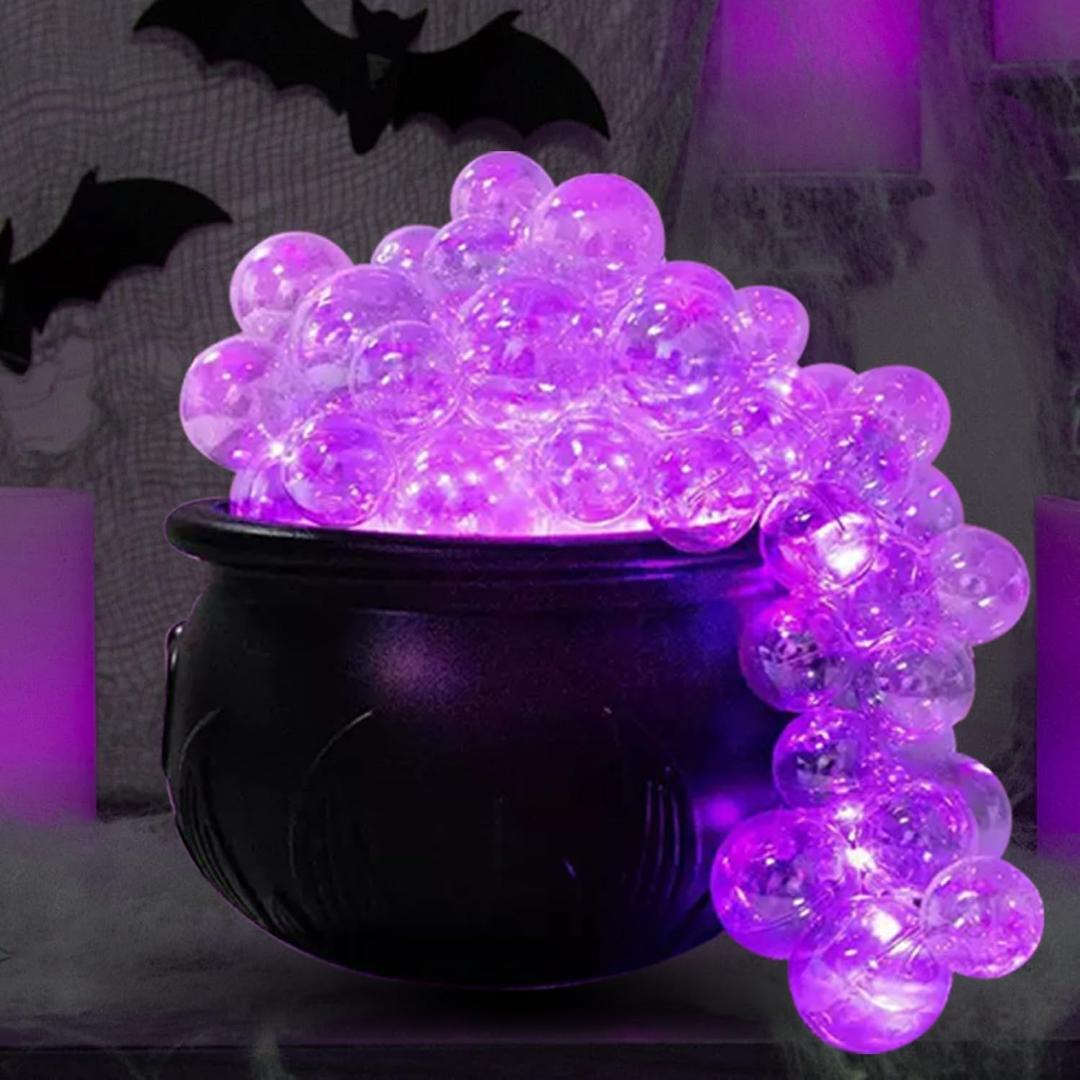 Witch Pot Halloween Decoration, Light up Transparent Balls to Decorate Witch Bubble Pot, Halloween DIY Kitchen Table Decoration Set