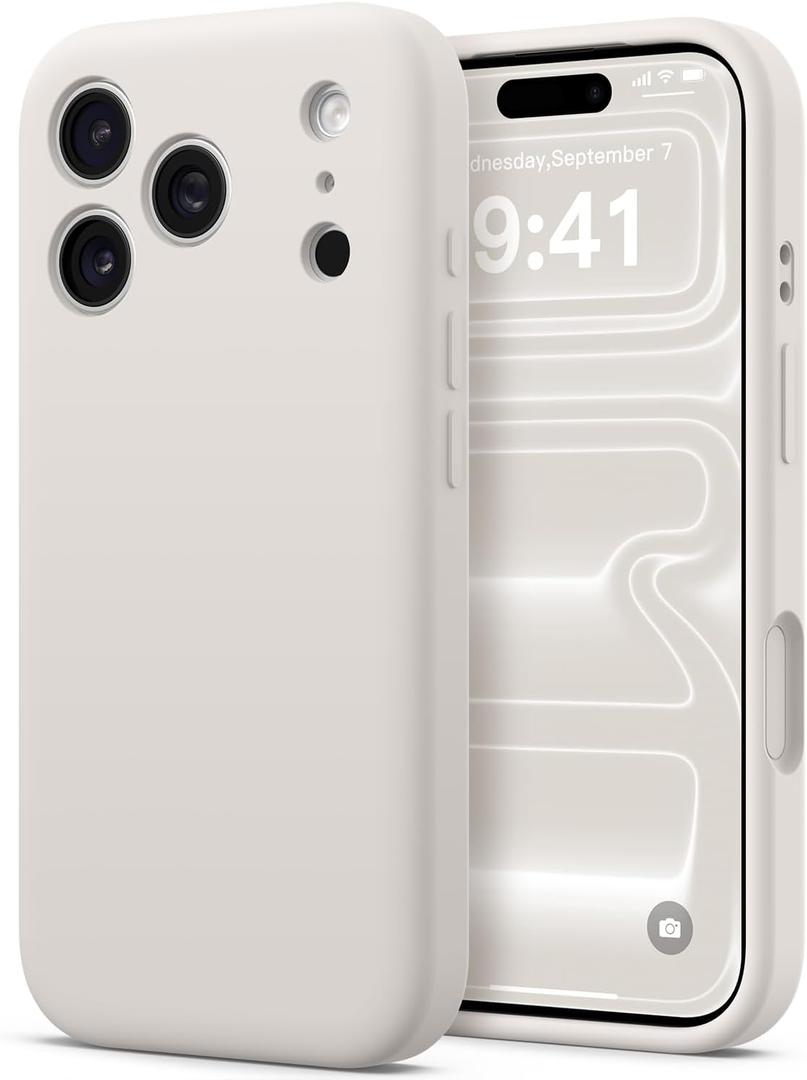 AOTESIER Compatible with iPhone 17 Pro Case, Silicone Upgrade [Full Camera Protection][Integrated Camera Control Button] Shockproof Protective 17 Pro Phone Case with Anti-Scratch Lining, Stone