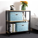 PRANDOM Larger Collapsible Storage Cubes with Lids Fabric Decorative Storage Bins Boxes Organizer Containers Baskets with Cover Handles for Bedroom Closet Living Room 17.7x11.8x11.8 Inch 3 Pack (Assorted Color)