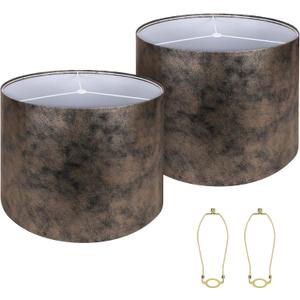 Lamp Shades set of 2 Large Drum Lampshade for Floor Lamps and Table Lamps Come With 2 Lamp Shade Holders New Crocodile Print LampshadeTop 15" Bottom15" Height12" Spider Easy Assemble (Imitation Gold Cowhide 2) Lamp Shades set of 2 Large Drum Lampshade for Floor Lamps and Table Lamps Come With 2 Lamp Shade Holders New Crocodile Print LampshadeTop 15" Bottom15" Height12" Spider Easy Assemble (Imitation Gold Cowhide 2)