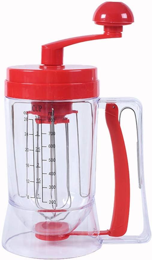 Pancake & Cupcake Mixer and Batter Dispenser Perfect Baking Tool Bakeware Maker with Measuring Label (Red)
