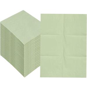 5 x 100PCS Disposable Sage Green Guest Napkins Paper Green Disposable Disposable Hand Towels for Bathroom,Baby Shower,Wedding,Birthday(6.5 * 4.8 Inches)