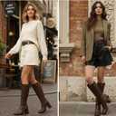 Knee High Boots for Women Tall Boots Womens Chunky Block Heel Dress GoGo Long Boots (11, Brown)