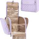 BAGSMART Travel Toiletry Bag, Large Capacity Cosmetic Bags for Women with Hanging Hook, Water-resistant for Toiletries Accessories Brushes Sponge, With Handle (Lavender Purple)