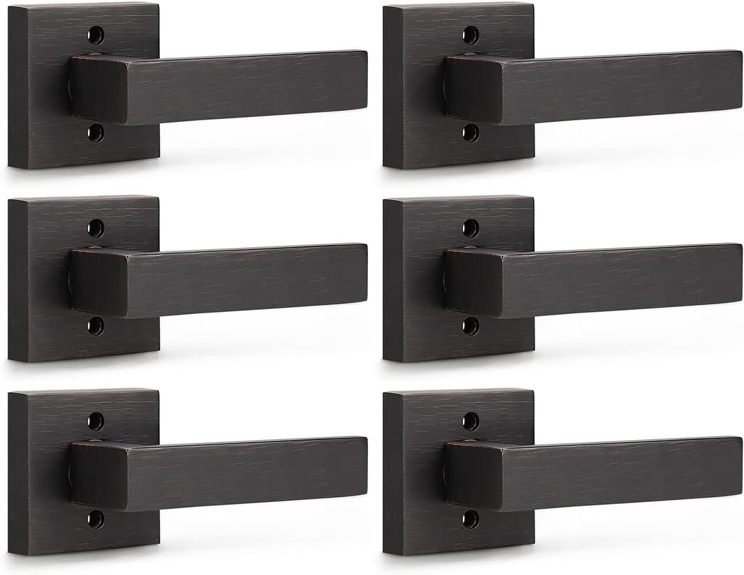 KNOBWELL 6 Pack Single Sided Heavy Duty Dummy Door Handle Door Leversets, Dummy Lever for Both Right/Left Handed Doors, Oil Rubbed Bronze Finish 0.93 lb One Lever