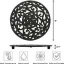 2 Pack Cast Iron Trivet, 8 Inch Round Metal Trivets with Rubber Feet Caps, Rustproof Heat Resistant Hot Pot Plate Stand Holder Mat Pad for Kitchen, Dining Table, Countertop
