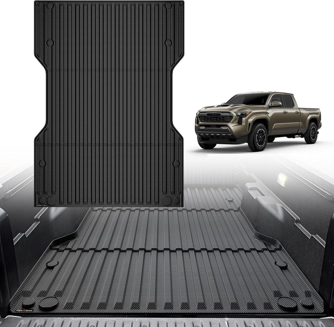 TripleAliners Truck Mat Compatible with 2024-2026 Toyota Tacoma 6FT Accessories, Truck Bed Mat Heavy Duty Custom Fit All Weather Protection TPE Pickup Liner