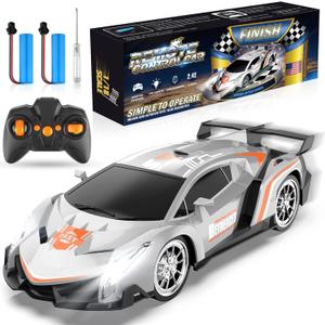 Growsland Remote Control Car RC Cars Xmas Gifts Toys for Kids 1/18 Electric Sport Racing Hobby Rc Crawler Toy Car Model Vehicle for Boys Girls Included Rechargable Batteries (Silver)