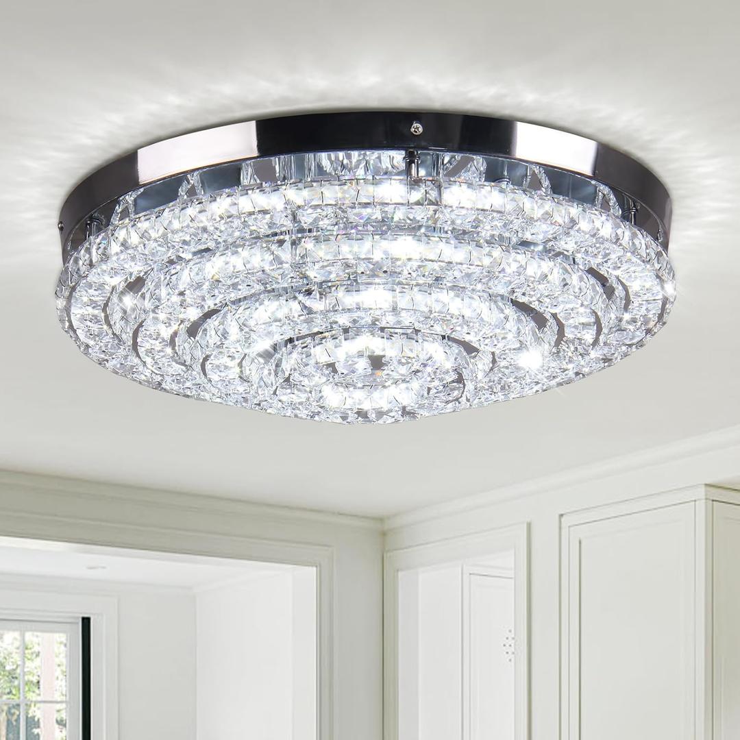 Modern LED Chandelier Flush Mount Four Rings Ceiling Lamp Round Ceiling Lihgt Fixture for Bedroom Living Room Dining Room (4000K, Cool White)