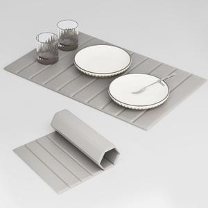 Yofidra Collapsible Dish Drying Mats for Kitchen Counter, 23.6"(L)×15.7"(W) Absorbent Quick Dry Superspun PU leather Diatomaceous Earth for Dishes Bottles Cups, Match Any Countertop-Grey