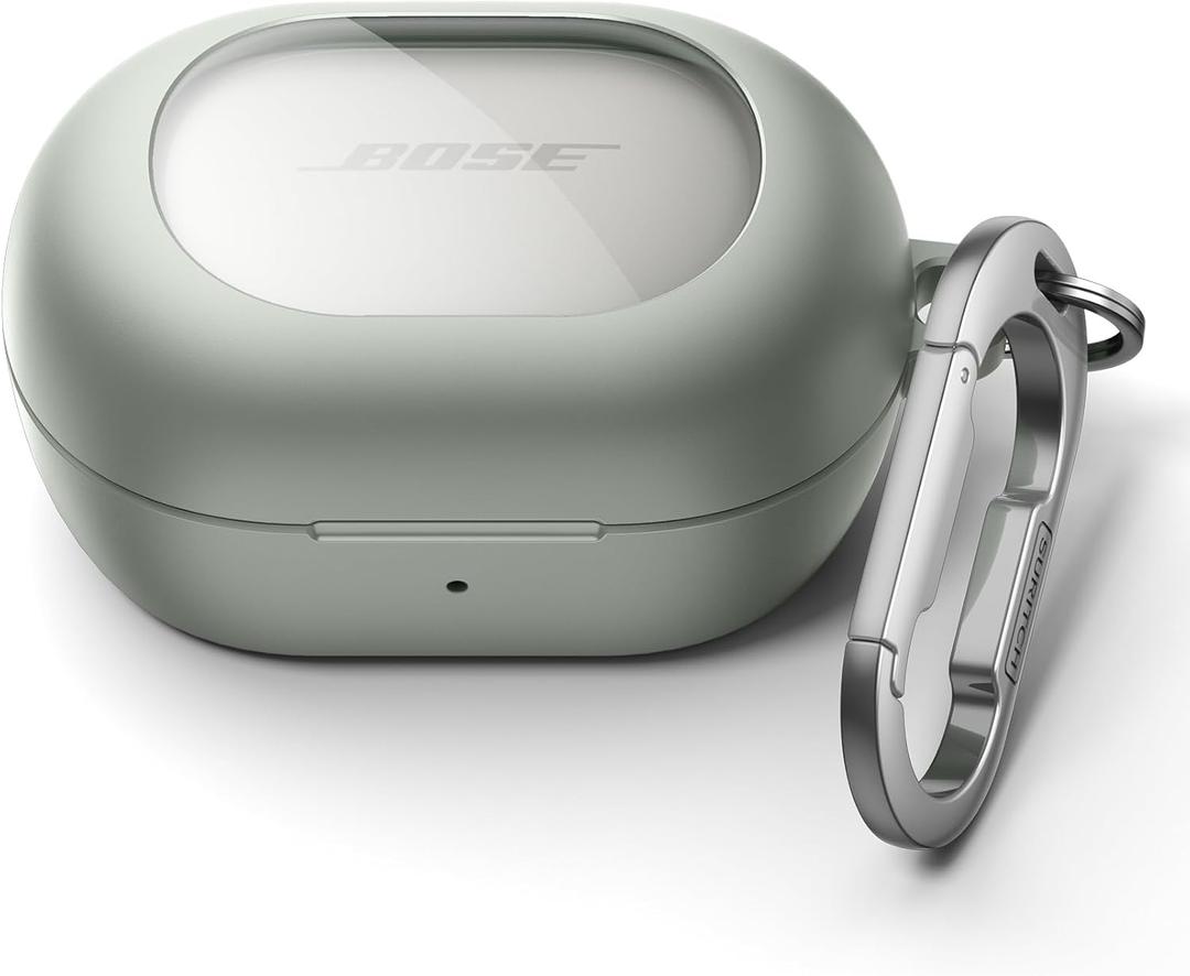 SURITCH Magnetic Cases for Bose New QuietComfort Earbuds (2024) Case Cover, Rugged Shockproof Protective Cover for Bose QuietComfort Earbuds with Magnetic Lok & Carabiner & Cleaning Kit, Green