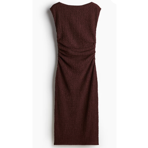 Draped Bodycon Dress Brown M