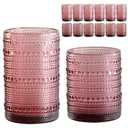 ZMOWIPDL Vintage Glassware Drinking Glasses Set of 12, Purple 12oz & 15oz Hobnail Glass Cups, Embossed Water Tumbler, for Beer, Cocktail, Whiskey, Juice and Various Mixed Drinks
