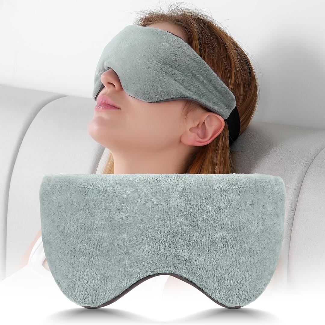 Sivio Weighted Eye Mask for Sleeping, Cooling & Cozy Reversible Blackout Sleep Mask for Women & Men, Microwave Freezable Heavy Blindfold for Migraine, Travel, Meditation, Mothers Day Gift 0.55lb, Grey
