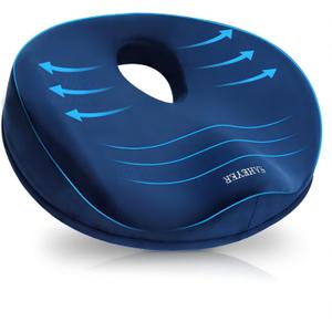 SAHEYER Donut Pillow for Tailbone Pain Relief and Hemorrhoids, Memory Foam Donut Cushion for Sciatica Nerve, Seat Cushion Butt Pillow for Men Women at Home Office Chair Car Long Sitting Comfort, Blue