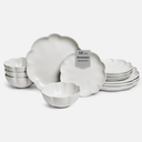 Sango Bethany 12-Piece White Stoneware Dinnerware Set Service for 4 Microwave