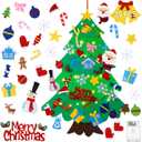 DIY Felt Christmas Tree for Toddlers 3.6ft with 35 Detachable Decorations, Christmas Decorations with String Light (Batteries Not Included), Wall Hanging