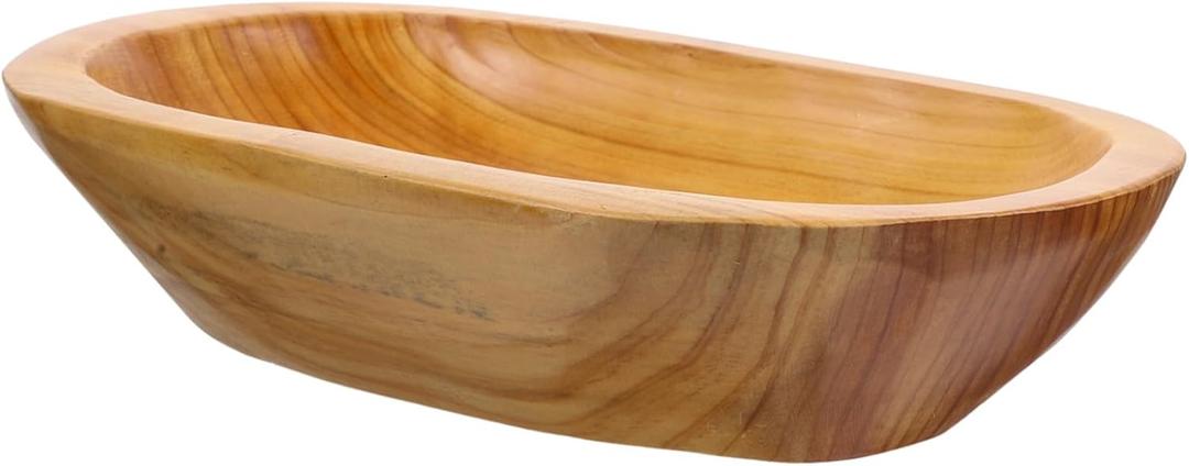 Solid Wood Fruit Plate Rustic Salad Bowl Snacks Serving Dish Modern Home Decor Dining Accessory