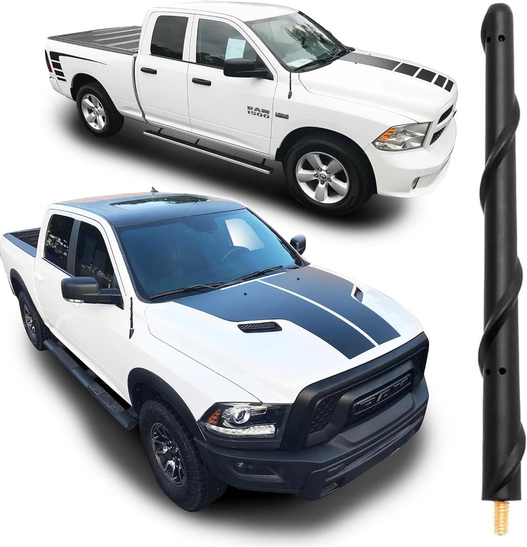 BASIKER Short Antenna fits for 2009-2025 Dodge Ram 1500 2500 3500 Accessories, Truck Dodge Ram Classic Warlock Car Wash Proof Antenna Replacement Upgrade for Radio Reception, 7 Inch Spiral Rubber Mast
