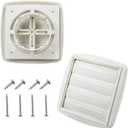 Adjustable Dryer Vent Cover Outside 4'' to 5'' to 6'' Plastic Louvered Dryer Vent Covers for Wall Airflow Vent Dryer Cover with 16 Screws, White(2Packs)