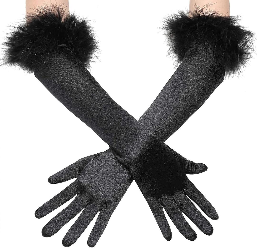 Halloween Costume Black Long Vintage Gothic Cosplay Fancy Dress Party Opera Gloves Bridal Wedding Dancer Dress Up Accessory