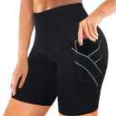 Rolewpy Women Neoprene Sauna Sweat Shorts Pocket Hot Thermo Capris Workout Slimming Pants Weight loss Leggings Body Shaper (XX-Large, Black)