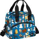 Kawaii Dog Insulated Lunch Bag for Women Men Reusable Lunch Box Cooler Bag Large Leakproof Lunch Tote with Adjustable Shoulder Strap for Adult Work Picnic Camping Beach Office