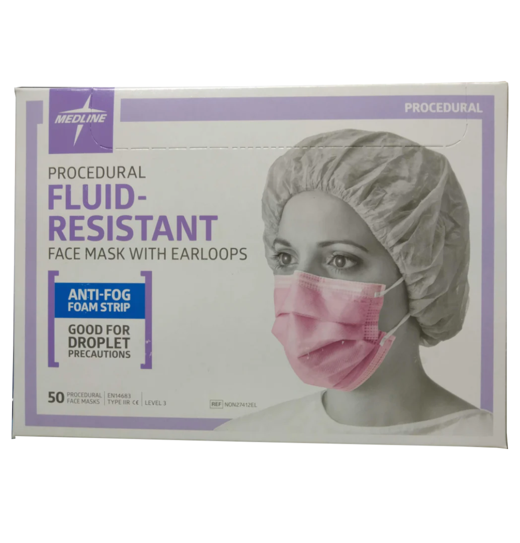 MEDLINE LEVEL 3 MASK PINK/PURPLE 50/box (27412EL), 6 Pack