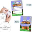 Hat Acrobat 20 Pixel Party Birthday Invitations for Boys with Envelopes and 20 Game Cards - Kids Birthday Invitations (pigs)