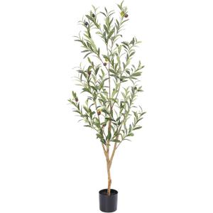 Bellacat Faux Olive Tree 4ftOlive Trees Artificial Indoor with Natural Wood Trunk and Realistic Leaves and Fruits. 4 Feet(48in) Fake Olive Tree for Home House Office Dcor.