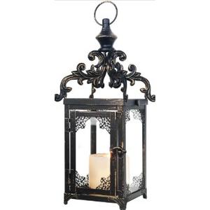 NEEDOMO Lanterns Decorative Indoor Hanging Lantern Outdoor, Vintage Metal Tabletop Decor Lantern for Patio Rustic Home, Candle Holders with Clear Glass, Home Kitchen Coffee Table Living Room Decor (Bronze)