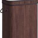 SONGMICS Laundry Hamper with Lid, Bamboo Laundry Basket, Removable Machine Washable Laundry Basket, with Handles, 19-Gallons, for Laundry Room, Bedroom, Bathroom, Chestnut Brown ULCB061K01
