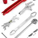 6 Pcs Multifunctional Sink Wrench & Basin Wrench Set, Plumbing Tools for Under Sink Tight Spaces, Spanner Wrench, Universal Double Ended Wrench and Faucet Wrench Tool Kit for Kitchen & Bathroom